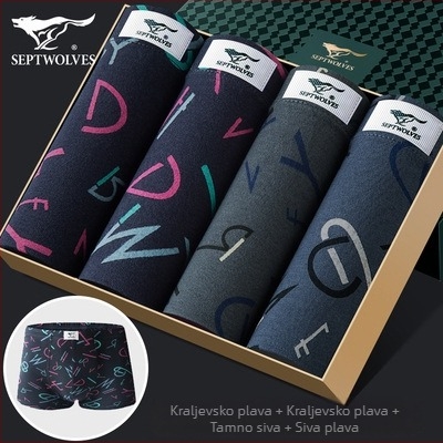 Muške bokserice od 100% pamuka, prozračne, srednjeg struka, uzorak pruga/karirani, pakirane u kutiji, paket od 4 komada