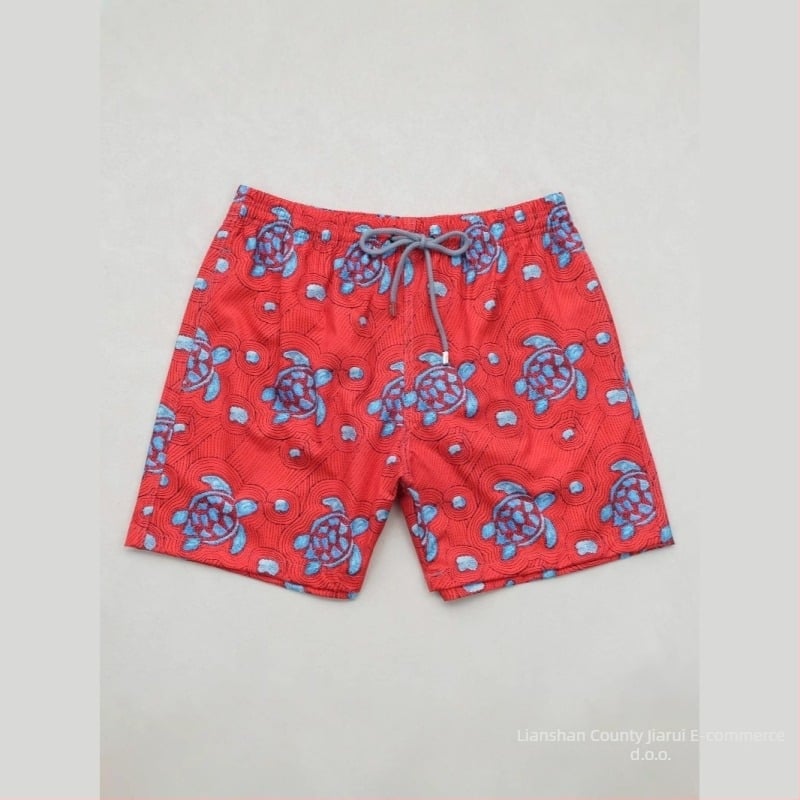 Muške plažne hlače od poliestera, mikroelastičnost, cvjetni print, za plažu