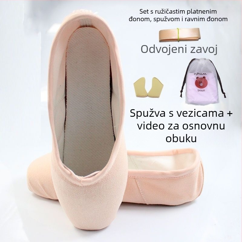 Baletanke s oštrim prstom, vezice, gornji dio od Lycre, potplat od prave kože