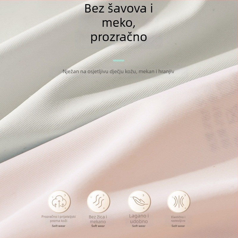 Trening grudnjak za djevojčice 12–15 godina, bezšivan, prozračan ice silk materijal, puni košarice s latexom oblikovanim košaricama, fiksne dvostruke naramenice
