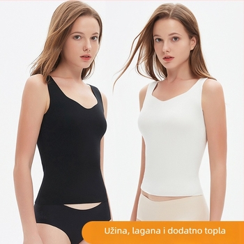 Ženska bezšivna termalna vesta s ovratnikom u obliku srca, debeli akril Derong, topla, antistatika, oblikuje tijelo, pulover