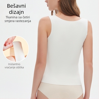 Ženska bezšivna termalna vesta s ovratnikom u obliku srca, debeli akril Derong, topla, antistatika, oblikuje tijelo, pulover