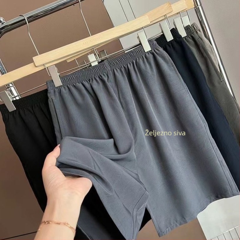 Muške ljetne šorceve s dužinom do sredine bedra, ravni kroj, Mulberry svila, 50% poliester, mikro-elastičnost, jednostavan stil