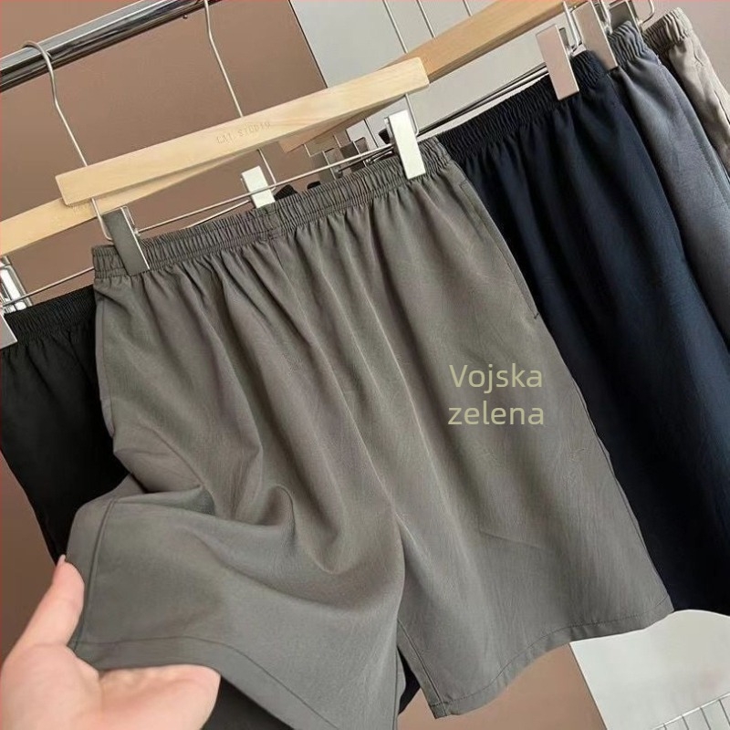 Muške ljetne šorceve s dužinom do sredine bedra, ravni kroj, Mulberry svila, 50% poliester, mikro-elastičnost, jednostavan stil