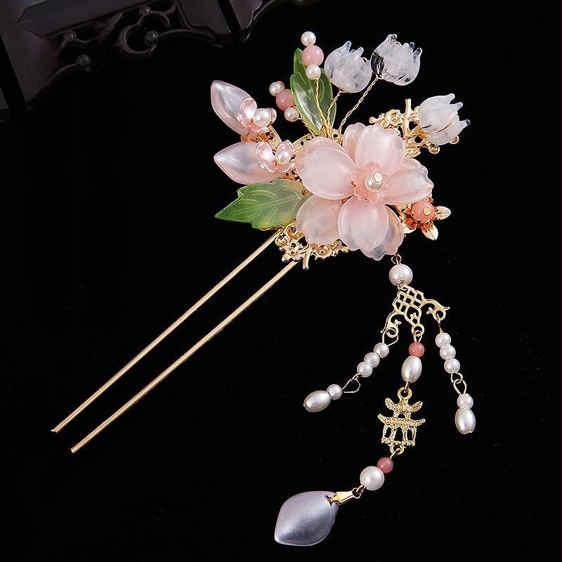 Ukosnica za kosu u drevnom kineskom stilu s cvijetom, materijal plastika/smola, neovisno pakiranje, porijeklo Yiwu, Zhejiang