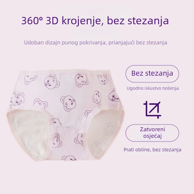 Dječje gaćice za djevojčice od pamuka, Klasa A, 91–95% pamuka, za uzrast 3–8 godina, Ljeto 2024
