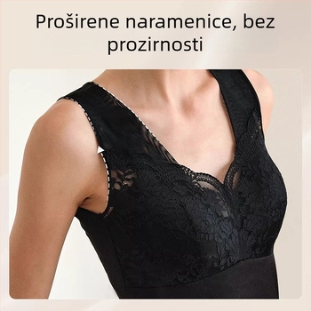 Topla vest s integriranim jastučićima, čipkasti rub, fleecem podstavljena najlon tkanina