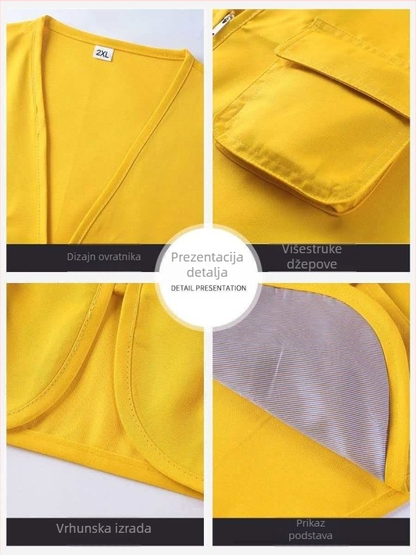 Radna vest s više džepova, zatvarač, bez kapuljače, 100% poliester, ravni kroj