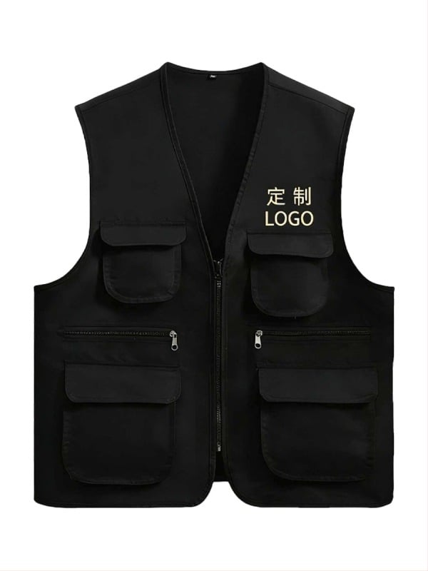 Radna vest s više džepova, zatvarač, bez kapuljače, 100% poliester, ravni kroj