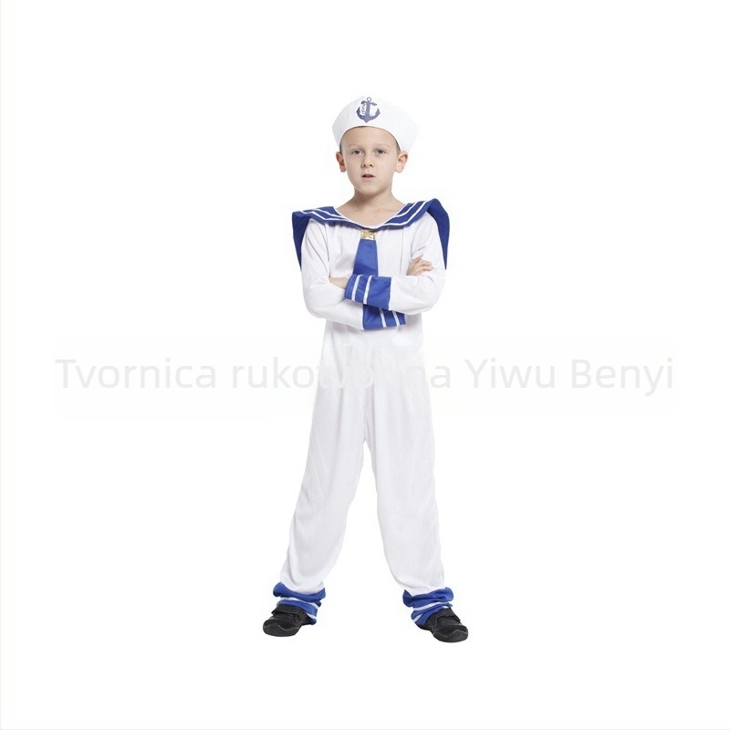 Ben Cha Dječji mornarski kostim za dječake i djevojčice, poliester, ljeto 2024, uzrast do 17 godina, pogodan za igre/anime/igranje uloga