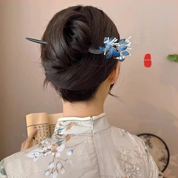 Drvena cvjetna ukosnica za kosu u antiknom stilu (drvo; cvjetni dizajn; antikni stil; ukosnica za kosu)