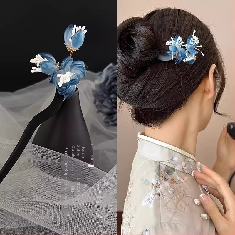 Drvena cvjetna ukosnica za kosu u antiknom stilu (drvo; cvjetni dizajn; antikni stil; ukosnica za kosu)