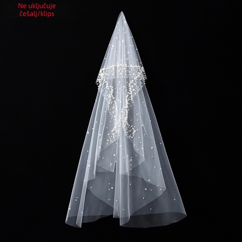 Nevjesta veo za glavu s perlama, u stilu sjenila lampe, elegantan ženski dodatak za vjenčanje