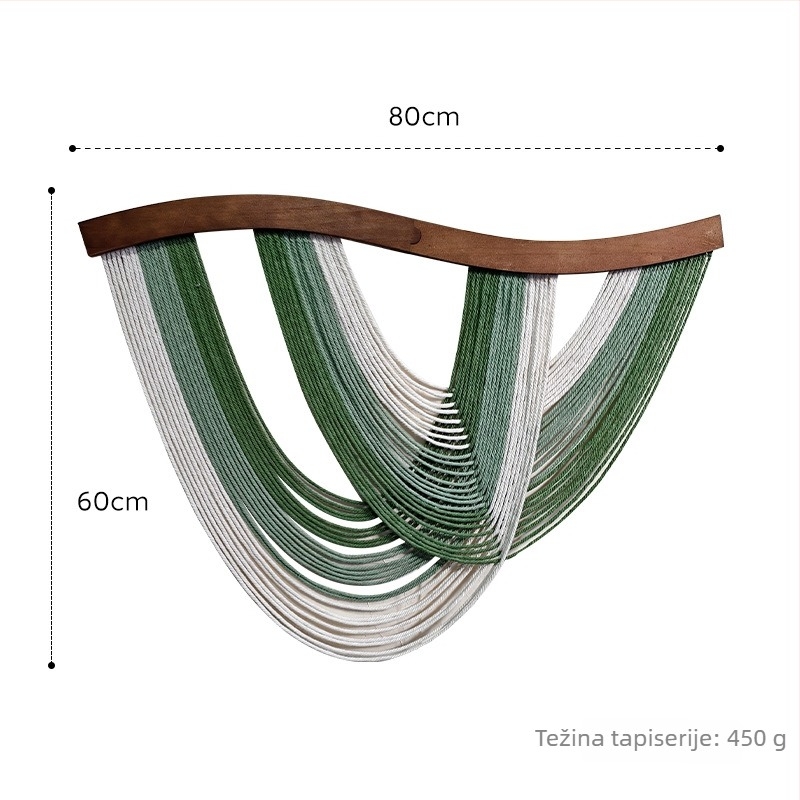 Nordijskog stila, ručno tkan pamučni goblen za zid, pravokutnog oblika, prugast uzorak
