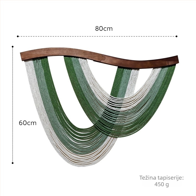 Nordijskog stila, ručno tkan pamučni goblen za zid, pravokutnog oblika, prugast uzorak