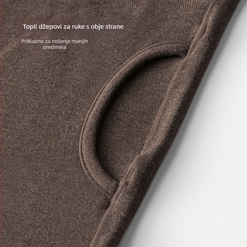 Muški termalni prsluk s flisom, dvostruki sloj od viskoze, V-izrez, može se nositi kao vanjski sloj