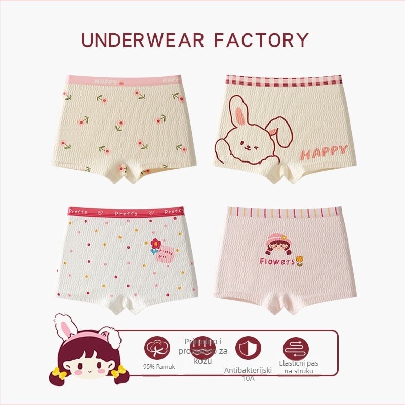 Dječje bokserice za djevojčice, 95% pamuk, Klasa A, za djecu 8+ godina (iznad 140 cm), udoban kroj