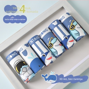 Dječje bokserice od pamuka za dječake, 95% pamuk + 5% elastan, sigurnosna klasa A, za djecu stariju od 8 godina, pakiranje 4 komada