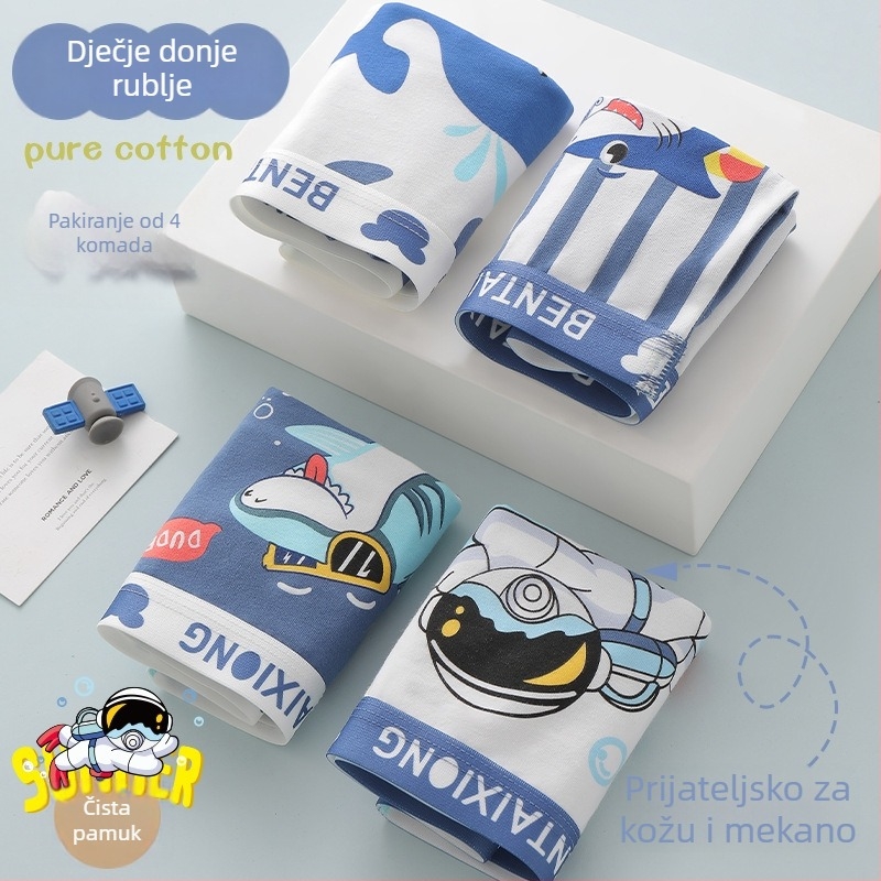 Dječje bokserice od pamuka za dječake, 95% pamuk + 5% elastan, sigurnosna klasa A, za djecu stariju od 8 godina, pakiranje 4 komada