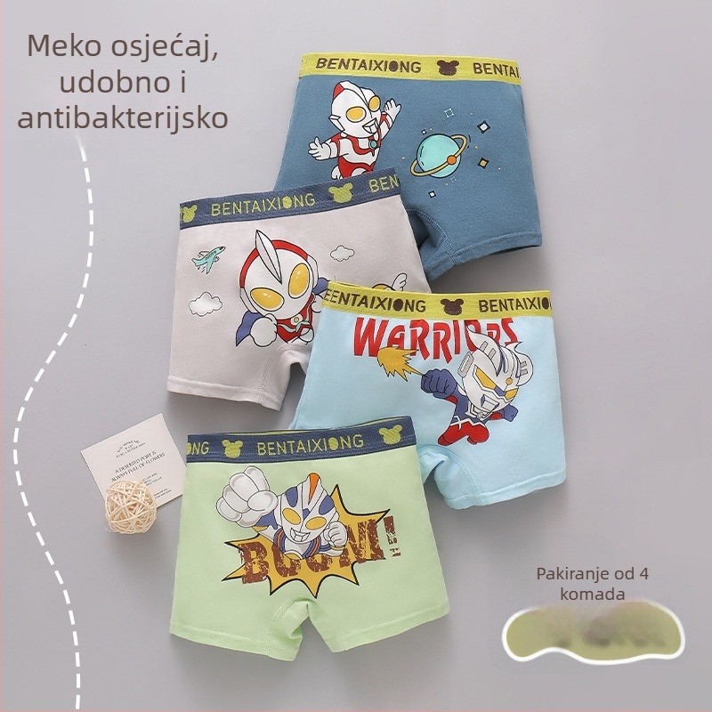 Dječje bokserice od pamuka za dječake, 95% pamuk + 5% elastan, sigurnosna klasa A, za djecu stariju od 8 godina, pakiranje 4 komada