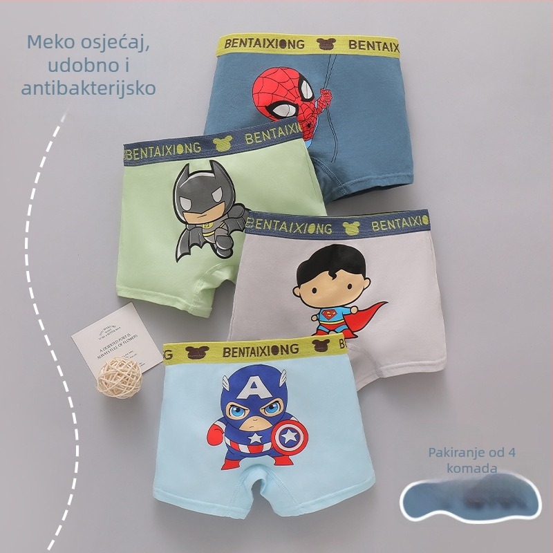 Dječje bokserice od pamuka za dječake, 95% pamuk + 5% elastan, sigurnosna klasa A, za djecu stariju od 8 godina, pakiranje 4 komada