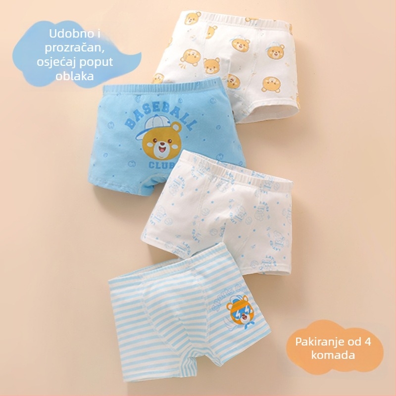 Dječje bokserice od pamuka za dječake, 95% pamuk + 5% elastan, sigurnosna klasa A, za djecu stariju od 8 godina, pakiranje 4 komada