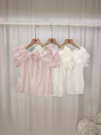 Chiffon bluza s okruglim izrezom, 3/4 rukava, 3D uzorak, materijal hladno svilno-viskozni blend, ljeto 2024, casual korejski stil.