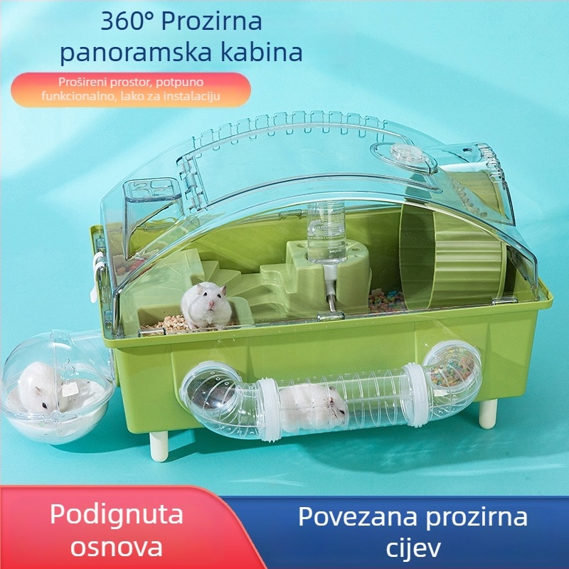 Plastični kavez za hamstera, kvadratnog oblika, vodootporan, za unutarnju upotrebu.