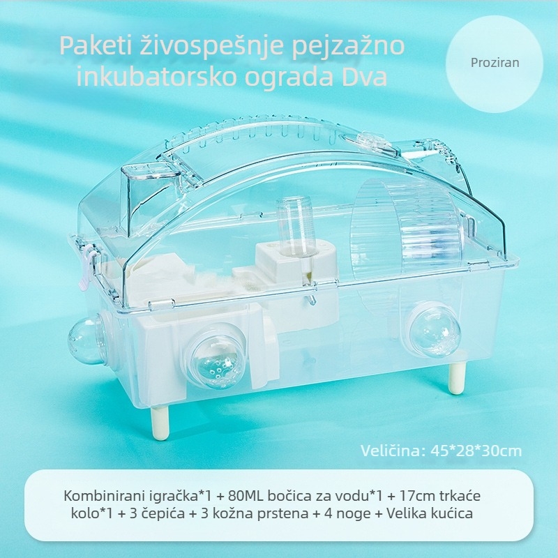 Plastični kavez za hamstera, kvadratnog oblika, vodootporan, za unutarnju upotrebu.