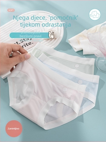 Djevojačke gaćice za djevojčice, Ice Silk tkanina, visoka elastičnost, antibakterijski pamuk donji dio 7A