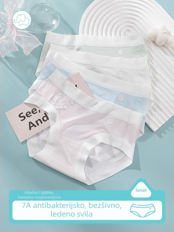 Djevojačke gaćice za djevojčice, Ice Silk tkanina, visoka elastičnost, antibakterijski pamuk donji dio 7A