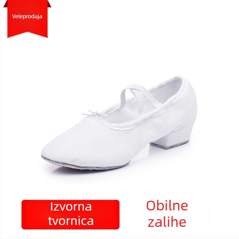 Thriving ženske plesne cipele, gornji dio od platna, potplat od kože, prozračne, lagane, s petom