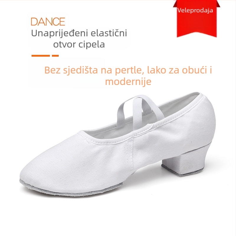 Thriving ženske plesne cipele, gornji dio od platna, potplat od kože, prozračne, lagane, s petom