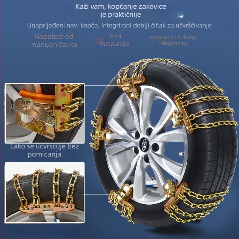 Protector univerzalni hitni lanac za sprječavanje klizanja na gumama; čelična konstrukcija, pogodan za gume 165-285, težina 7,5 kg