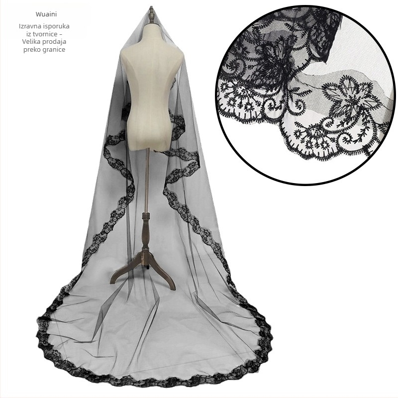 My aini Ručno izvezeni mrežasti čipkasti veo za glavu za Halloween cosplay