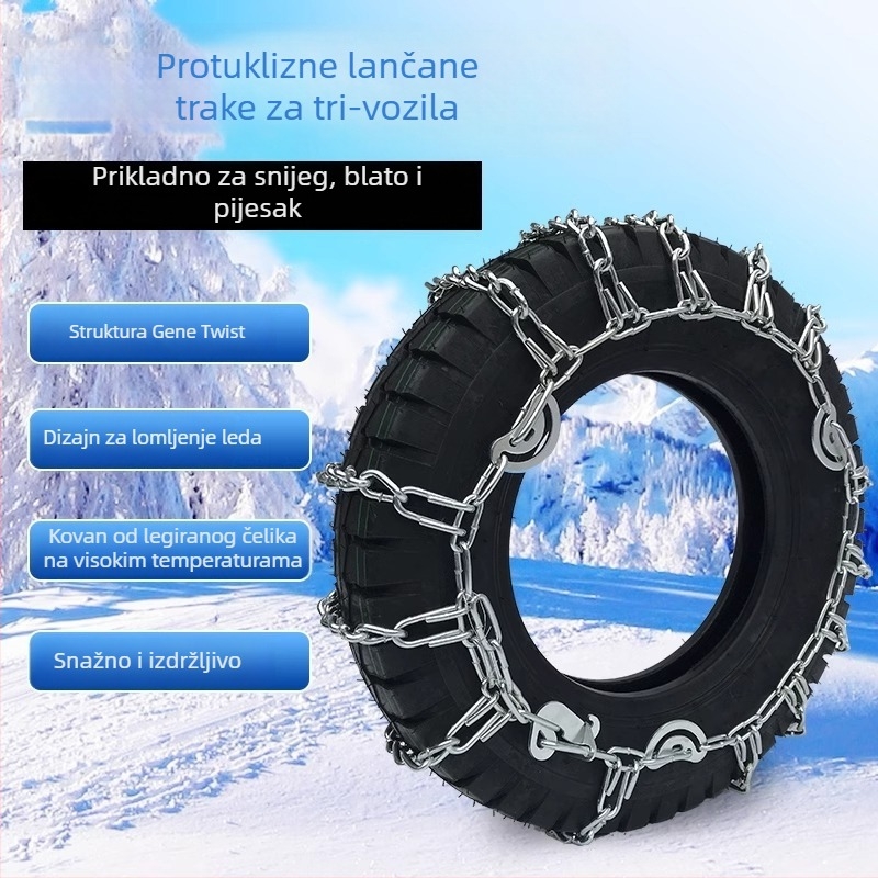Protuklizni lanac za tricikl — čelik, 5–10 kg, model: posebno za tricikle, pogodan za gume tricikla, porijeklo: Hebei