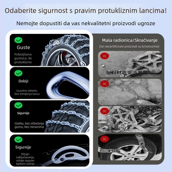 Univerzalni željezni lanac za protukliznost guma automobila – za automobile, SUV, kamione i motocikle, za snijeg i terensku vožnju