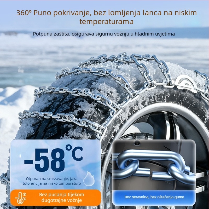 Univerzalni željezni lanac za protukliznost guma automobila – za automobile, SUV, kamione i motocikle, za snijeg i terensku vožnju
