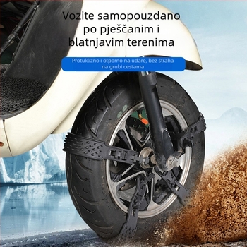 Zimske protuklizne verige za električna vozila — ATN-electric vehicle thickening-H; kompatibilne s EV gumama; kompatibilne s električnim triciklom, četverokotačnim autom te dvokotačnim i trokolnim motociklima; težina 1 kg po kompletu (10 lanaca).