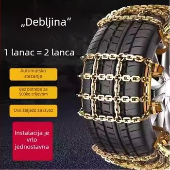 Zimska universalna lanac za automobile, aluminijski lanac za gume, universalna upotreba za SUV i MPV, nježan prema gumama