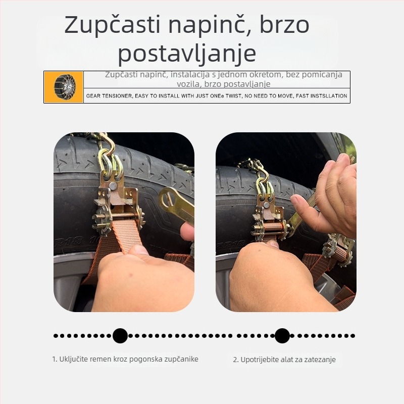 Lanac za anti-slip guma — univerzalni tip; od željeza i manganskog čelika; zimski lanac; Težina: 10