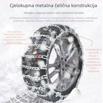 Aluminijske snježne lančane za kombije i pikape, univerzalna prilagodba za više veličina guma.