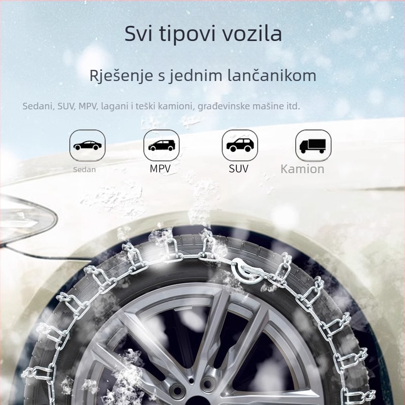 Aluminijske snježne lančane za kombije i pikape, univerzalna prilagodba za više veličina guma.