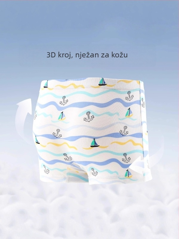 Dječje bokserice za dječake, 95% pamuk + 5% elastan, srednje visoki struk, absorbcija vlage, antibakterijske, za djecu od 3 do 8 godina