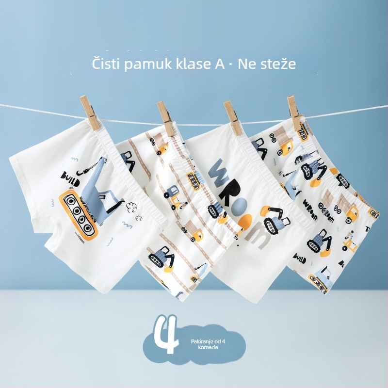 Dječje bokserice za dječake, 95% pamuk + 5% elastan, srednje visoki struk, absorbcija vlage, antibakterijske, za djecu od 3 do 8 godina