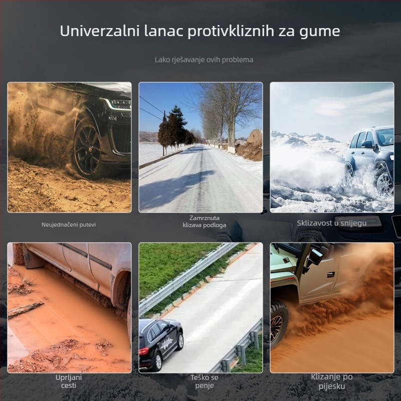 Univerzalne gumene protivklizne lančane verige za auto, univerzalni tip, za pneu 145-285 (Junbang; Universalni tip; 4 kg; Pogodno za putnička vozila, SUV i terenska vozila)