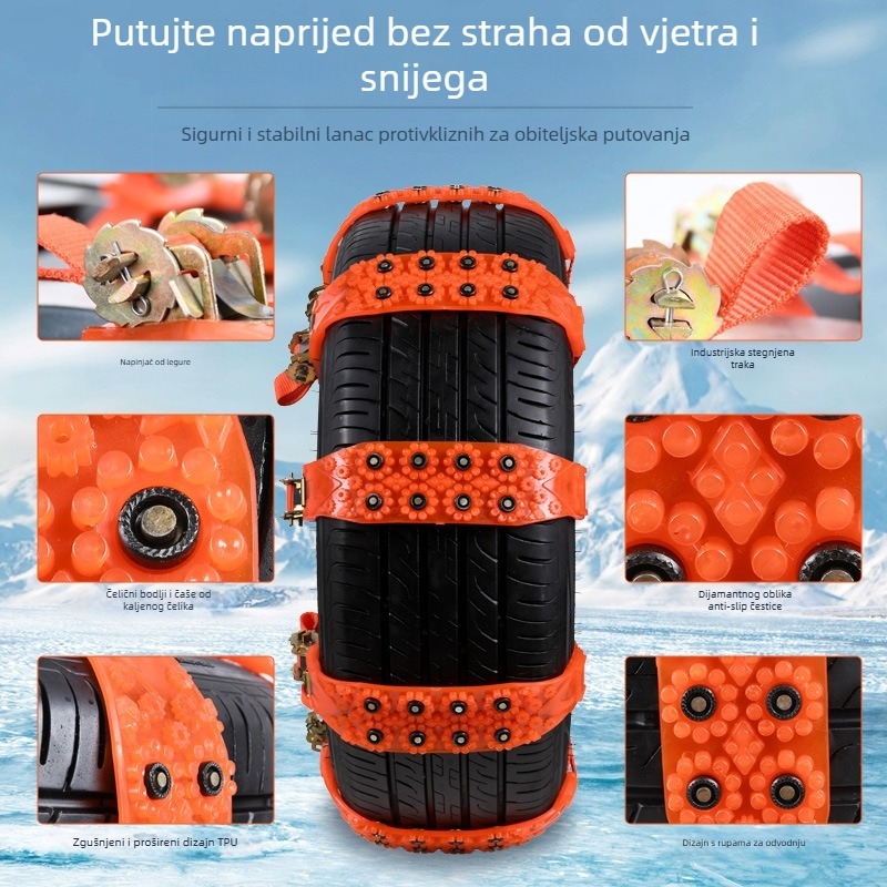 Univerzalne gumene protivklizne lančane verige za auto, univerzalni tip, za pneu 145-285 (Junbang; Universalni tip; 4 kg; Pogodno za putnička vozila, SUV i terenska vozila)