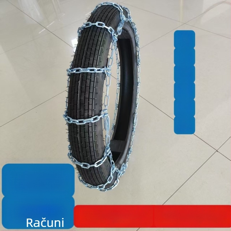 Čelični anti-klizni lanac za električne motocikle i tricikle, veličine 275-18, 300-18, 300-12, 375-12, 400-12