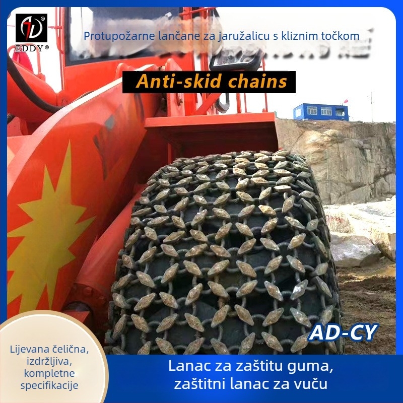AD marka lanac protiv proklizavanja za kotač utovarivača, rombasti članci, legirani lanac za snijeg, za jedno ili dva kotača