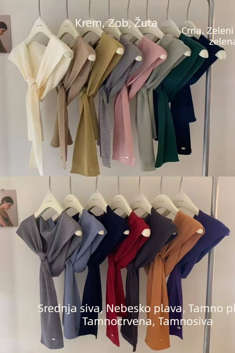 Šal s kapuljom u korejskom stilu, čvorom za vezivanje i lažnim ovratnikom - unisex, poliester, izlazak jeseni 2025